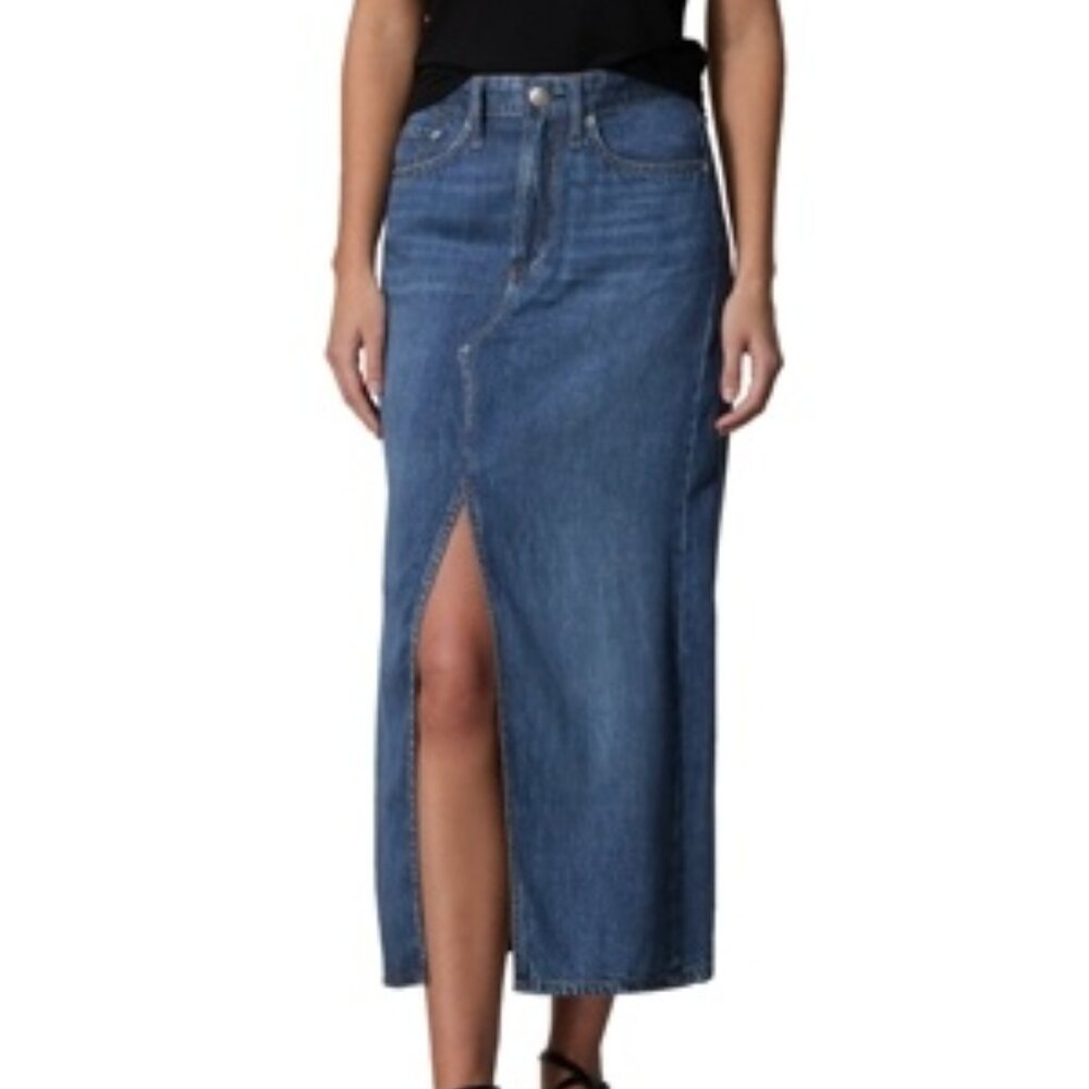 NWT Rag & Bone Liquid Miramar Clara Cotton Terry Sweatpant Jean MIDI Skirt - Picture 4 of 4